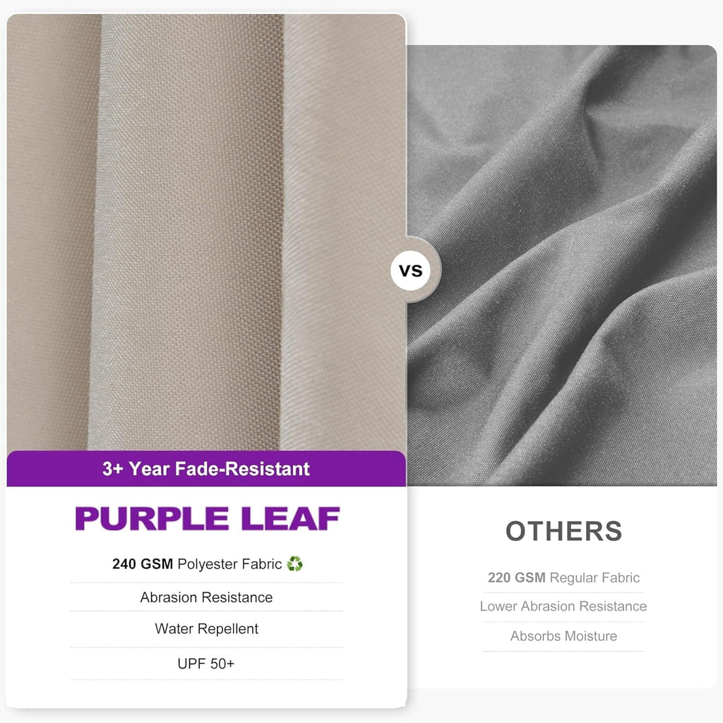 PURPLE LEAF 12 FT Outdoor Cantilever Umbrellas Square Aluminum Windproof Offset Umbrella with 360°Rotation Tilt Adjutable Garden Pool Large Patio Umbrella,Gray
