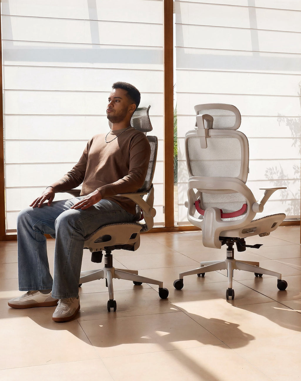 SIHOO B100 Ergonomic Office Chair with Footrest, Task Chair with Zoned Back Support, 2D Wide Headrest Study Chair for Teenager, High Back Executive Chair for Home Office, Black, 300lbs
