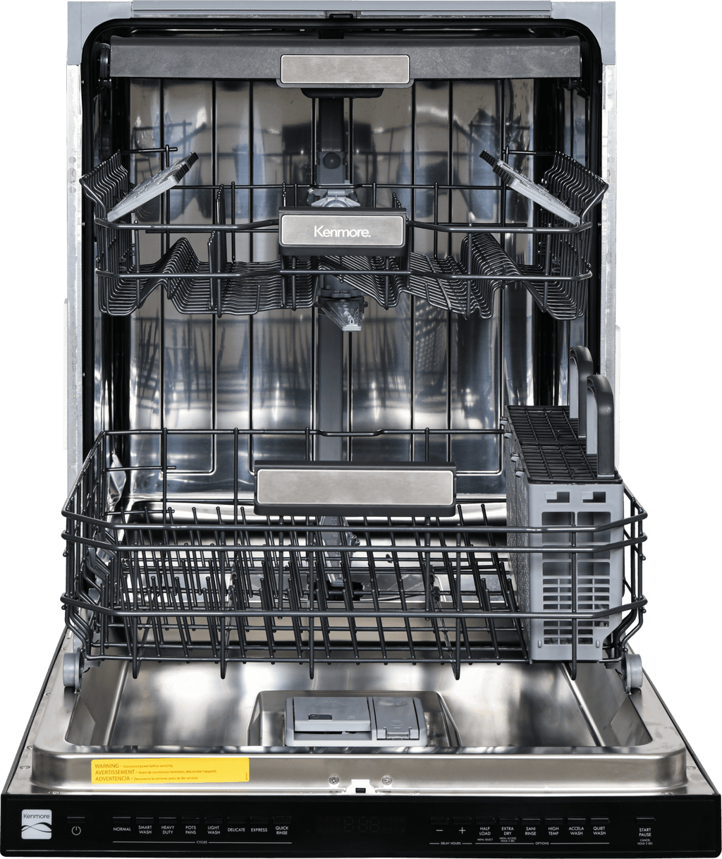 Kenmore 24” Built-In-Dishwasher w/ 3rd Rack & Turbo Dry with Bar Handle, Black