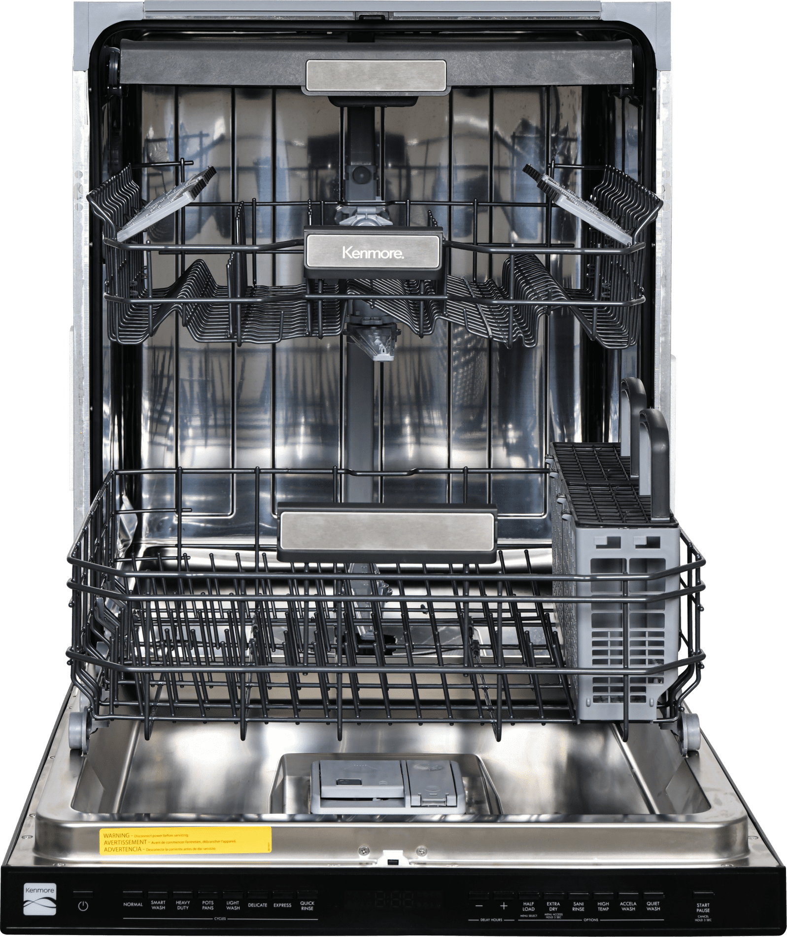 Kenmore 24” Built-In-Dishwasher w/ 3rd Rack & Turbo Dry with Bar Handle, Black