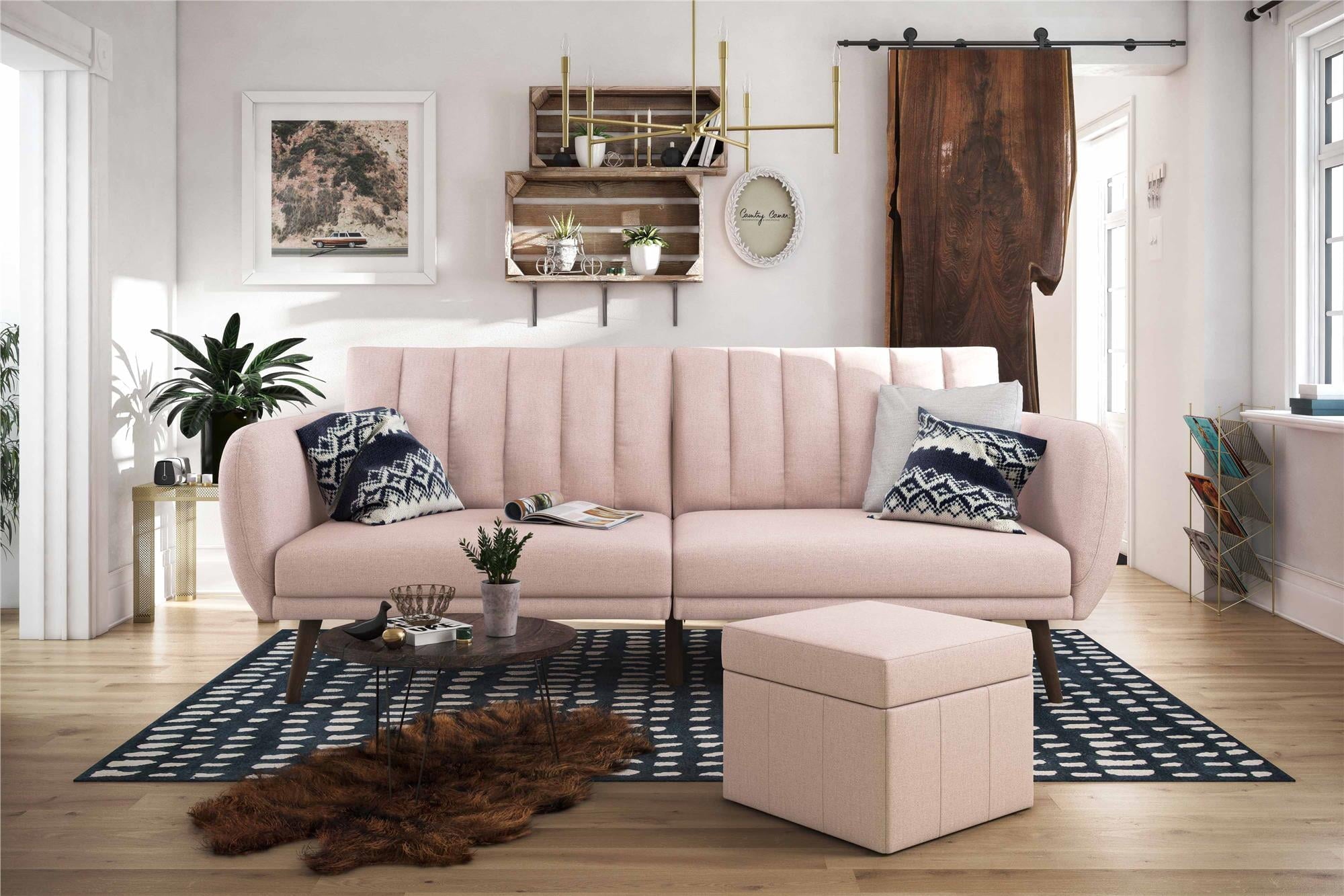 Novogratz Brittany Futon, Blue Linen