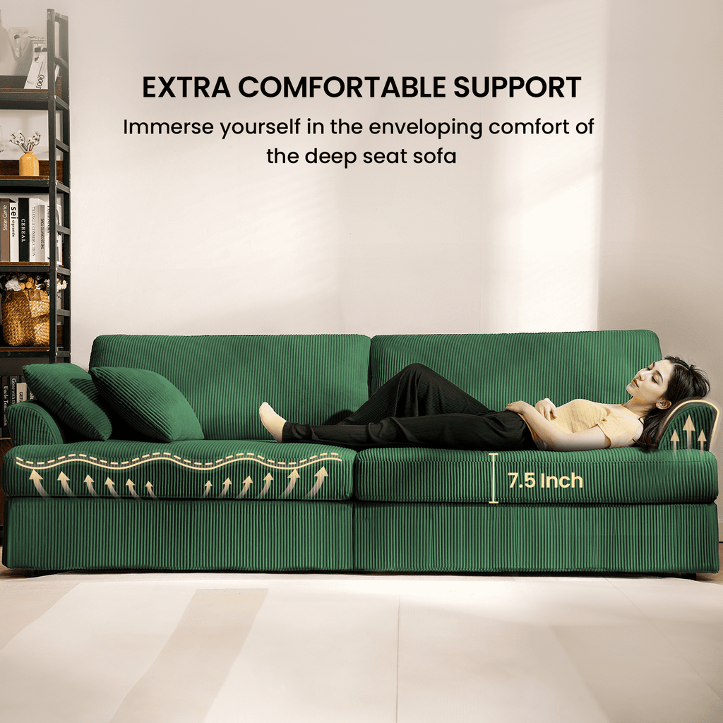 87 Sofa, Comfy Cloud Couch, Upholstered Couch for Living Room, Green