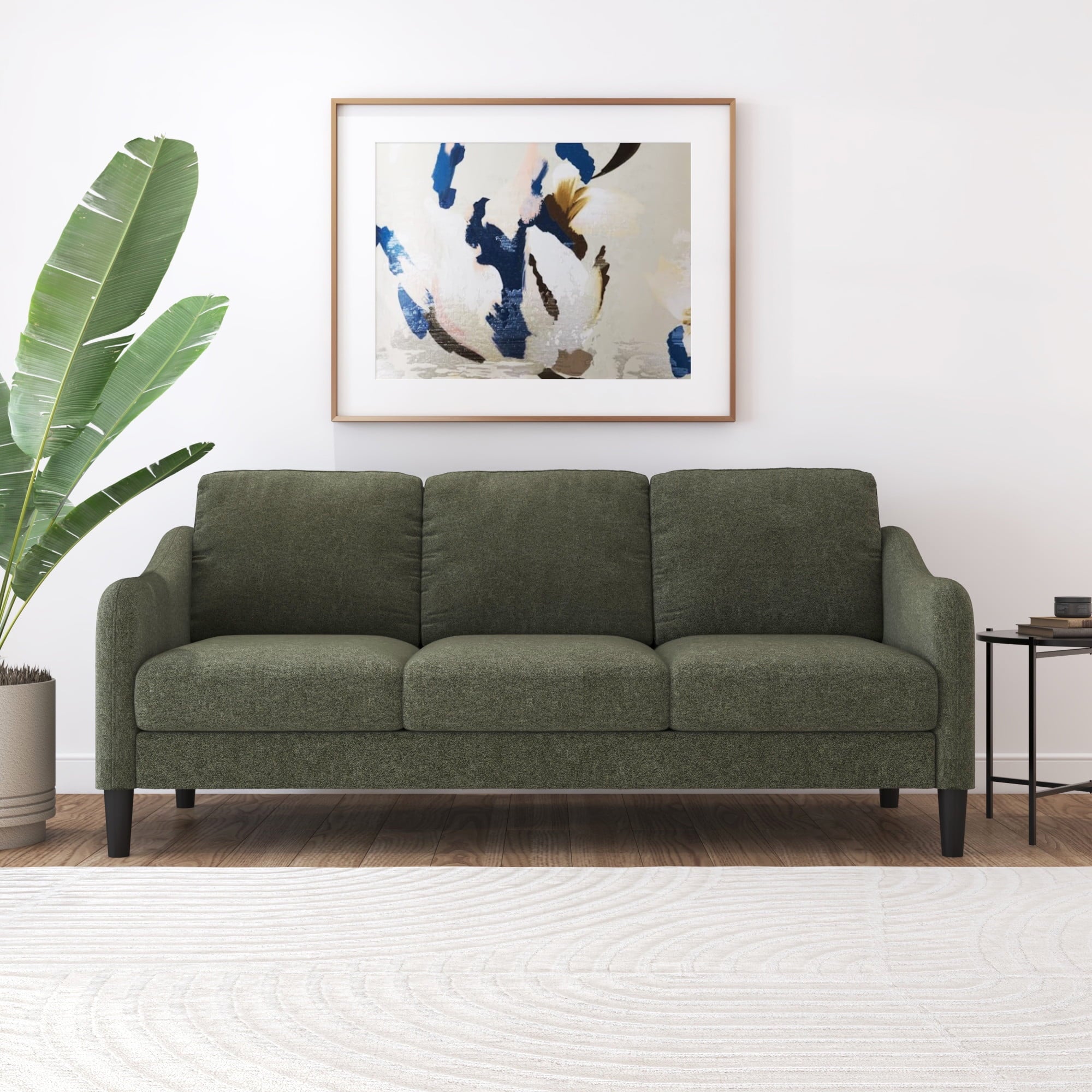 Mainstays Westley Swoop Arm 74 Sofa, Moss Green