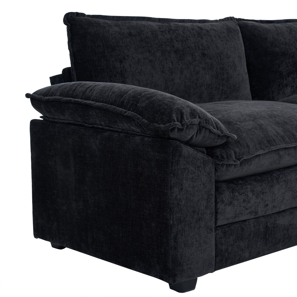 Ktaxon Sectional Sofa L Shaped Couch with Chaise Living Room Sleeper Set, 2 Seats with Chenille and Double Layer Cushions 86 W Beige