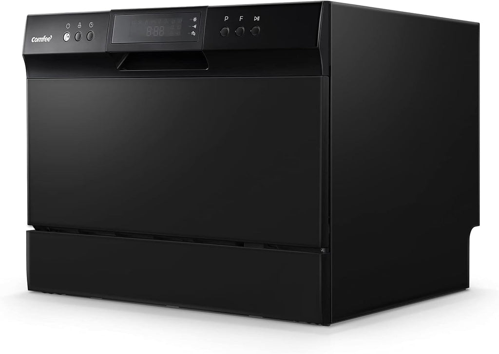 COMFEE' Energy Star Countertop Dishwasher, 6 Place Settings & 8 Programs, Speed/Baby-Care/Eco/Glass, Black