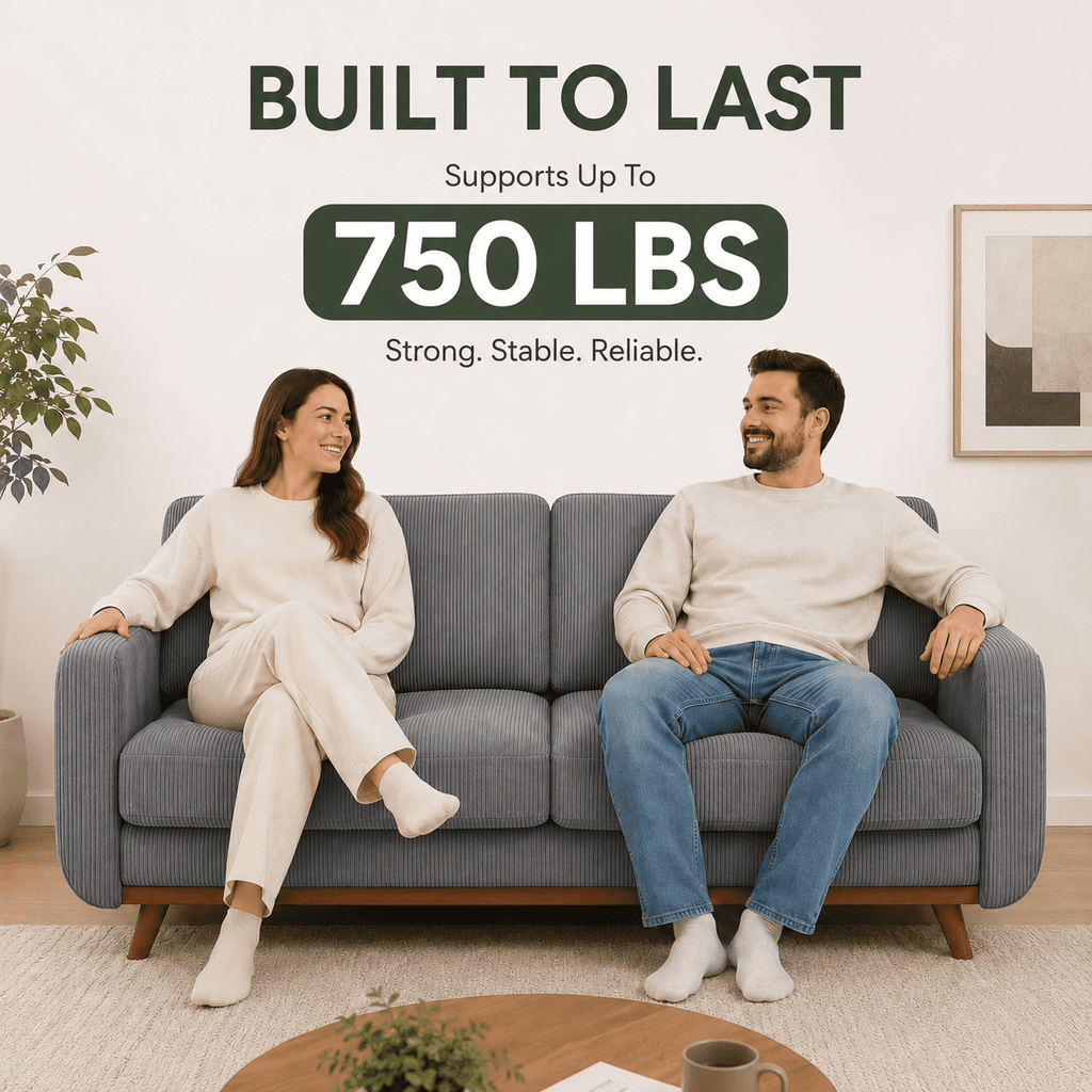 Neche 68 Corduroy Sofa for Living Room, 2 Seater Modern Couch for Small Space Office, Comfy Loveseat in a Box, Green