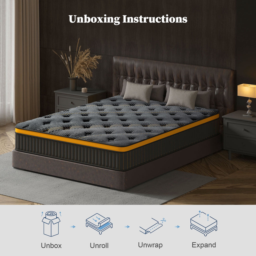 NISIEN QUEEN Size Mattress (Upgraded), 12 Inch Luxury Hybrid QUEEN Mattress in a Box, Cooling Gel Memory Foam & Pocket Springs, Medium Firm, Back Pain Relief, Extra Edge Support, 365-Night Trial