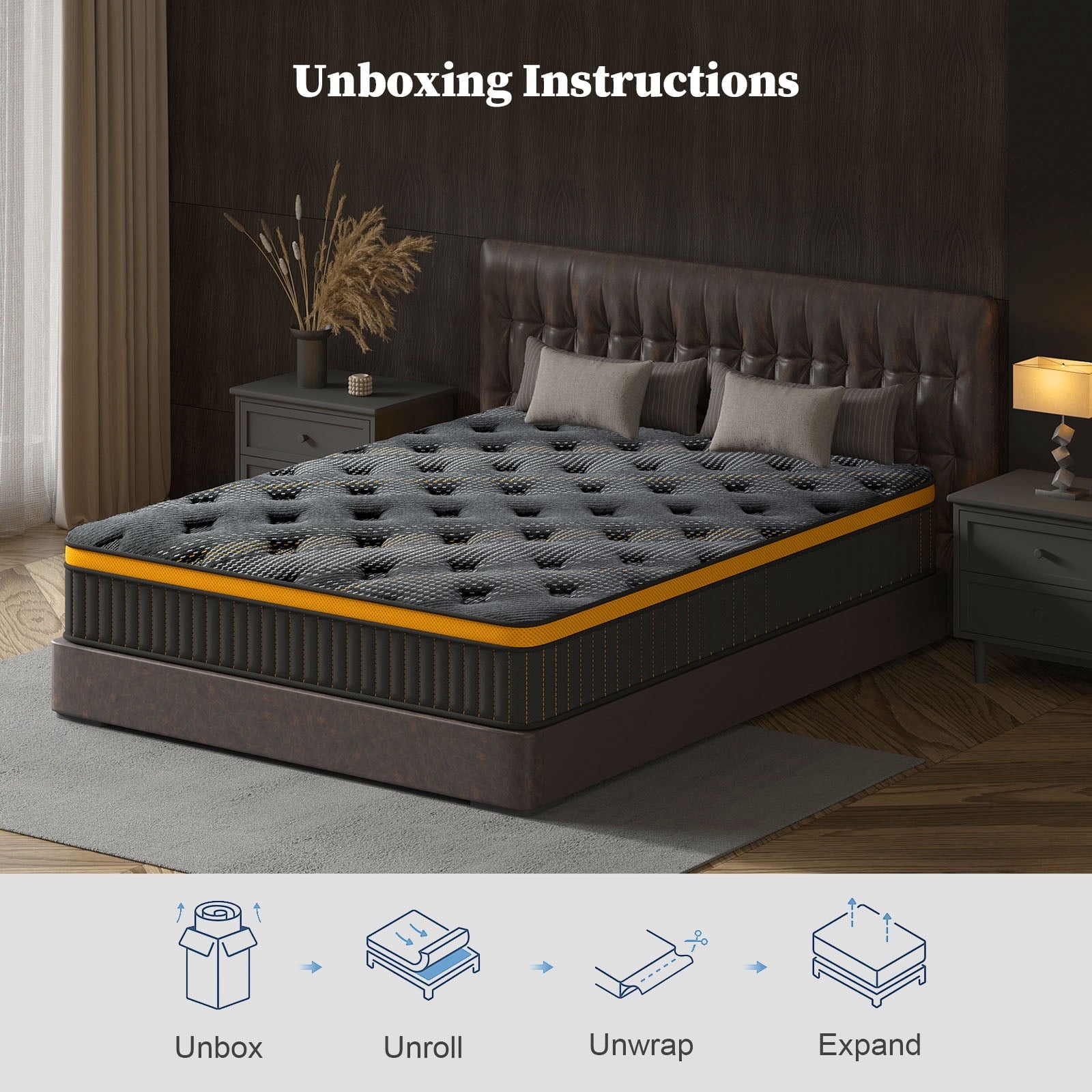 NISIEN QUEEN Size Mattress (Upgraded), 12 Inch Luxury Hybrid QUEEN Mattress in a Box, Cooling Gel Memory Foam & Pocket Springs, Medium Firm, Back Pain Relief, Extra Edge Support, 365-Night Trial