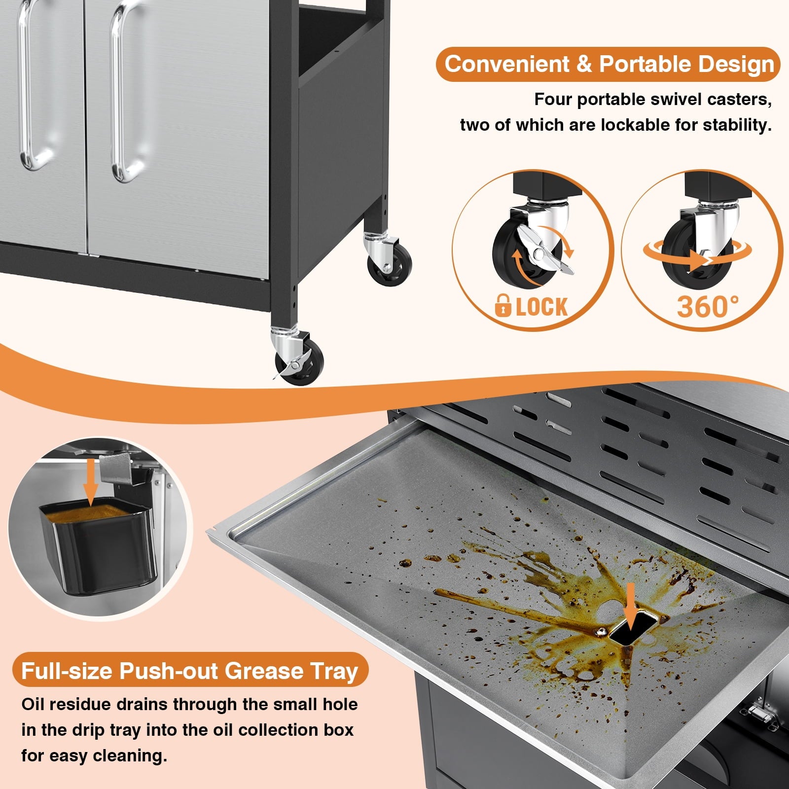 SIXDAY 68,000 BTU 5-Burner Propane Gas Grill with Side Burner, 647 sq.in Cooking Area, Stainless Steel BBQ Grill with Warming Rack and Food Clip