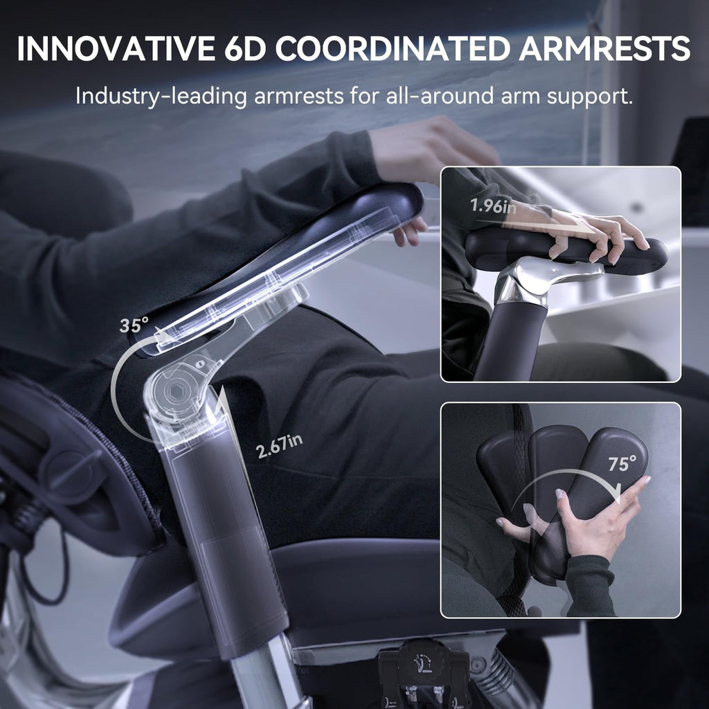 SIHOO Doro-S300 Ergonomic Office Chair, High Back Mesh Office Chair, Zero-Gravity Mechanism-6D Coordinated Armrests Desk Chair for Home Office - White