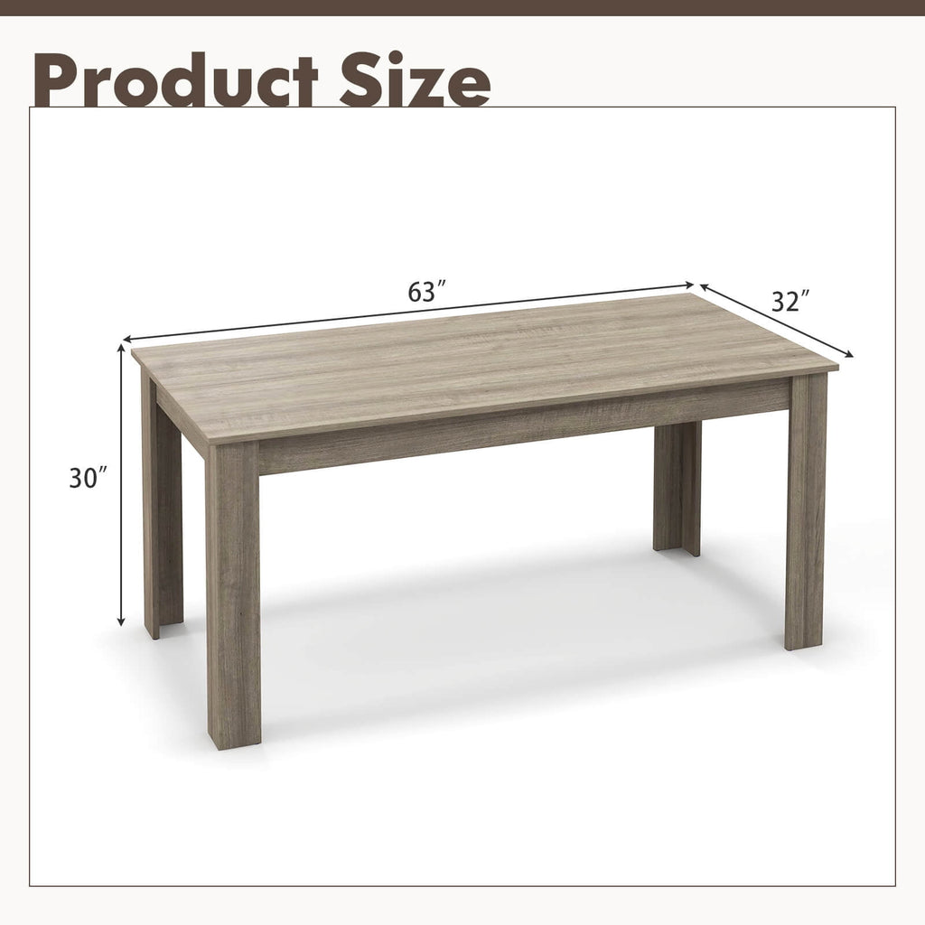 Costway 63 Dining Table Rectangular Modern Kitchen Table For 6 People Home Furniture Gray