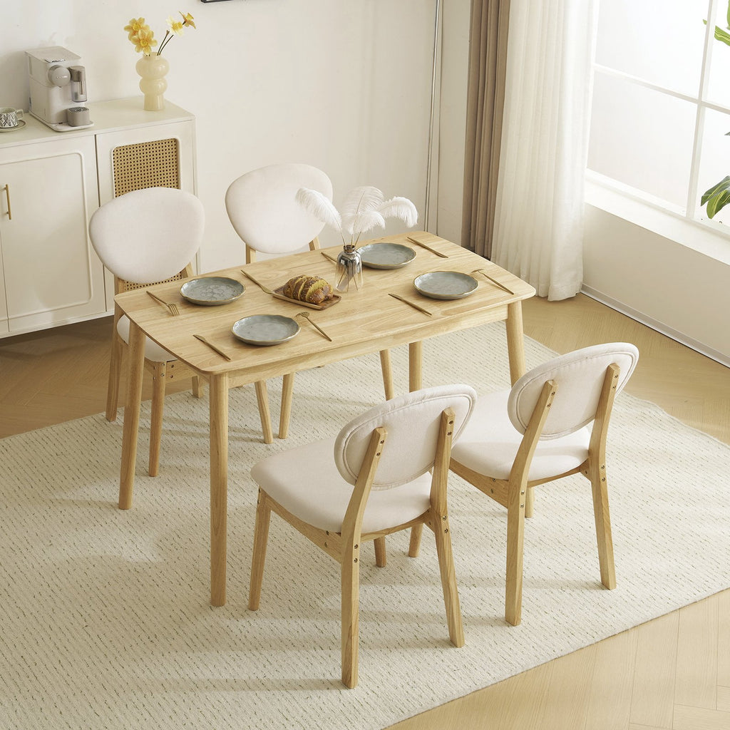 Ktaxon Dining Table Set for 4 Solid Wood Dinner Table with Padded Chairs for Home Kitchen Restaurant 47 Wood Color