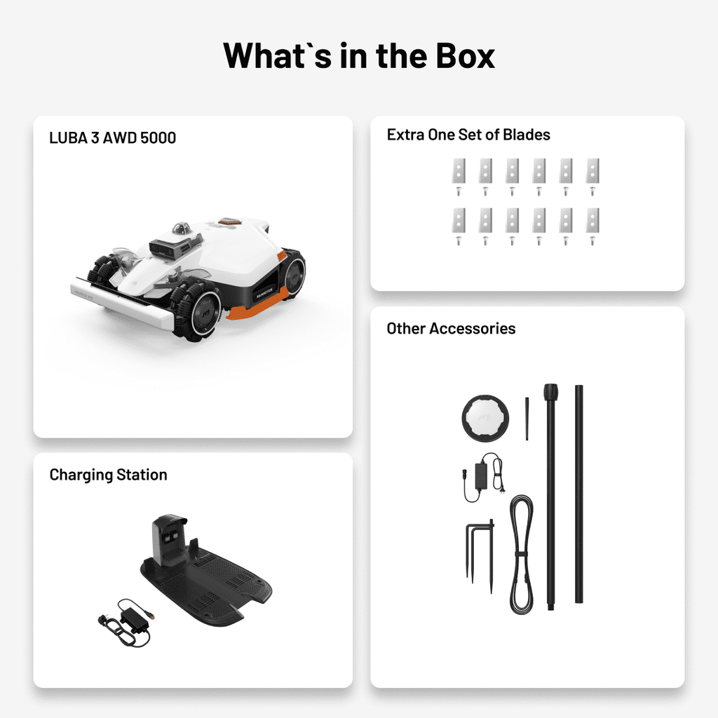 Mammotion LUBA 3 AWD 5000 Robot Lawn Mower， for 1.25 Acres, 360° LiDAR+RTK+AI Vision Tri-Fusion Positioning