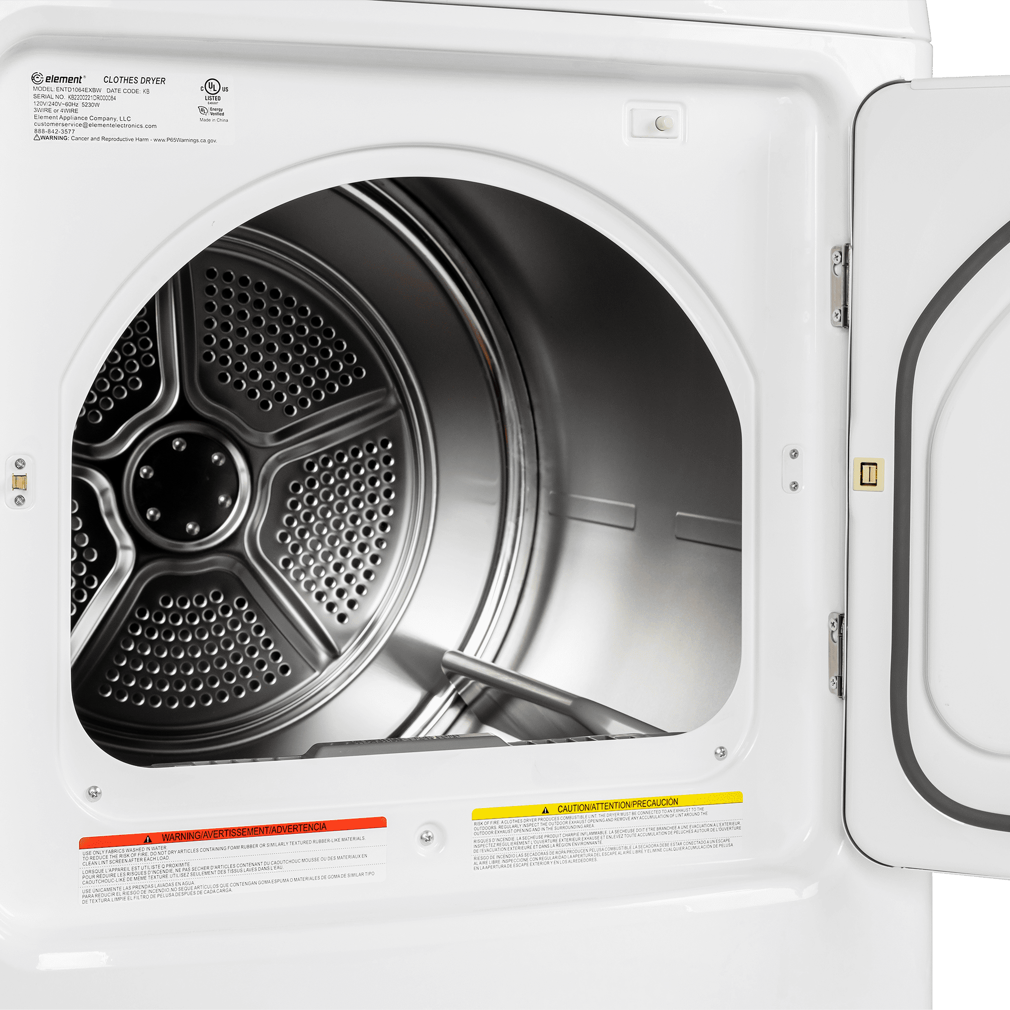 Element Electronics 7.0 cu. ft. Front Load Electric Dryer - White (ETD7027ECW)