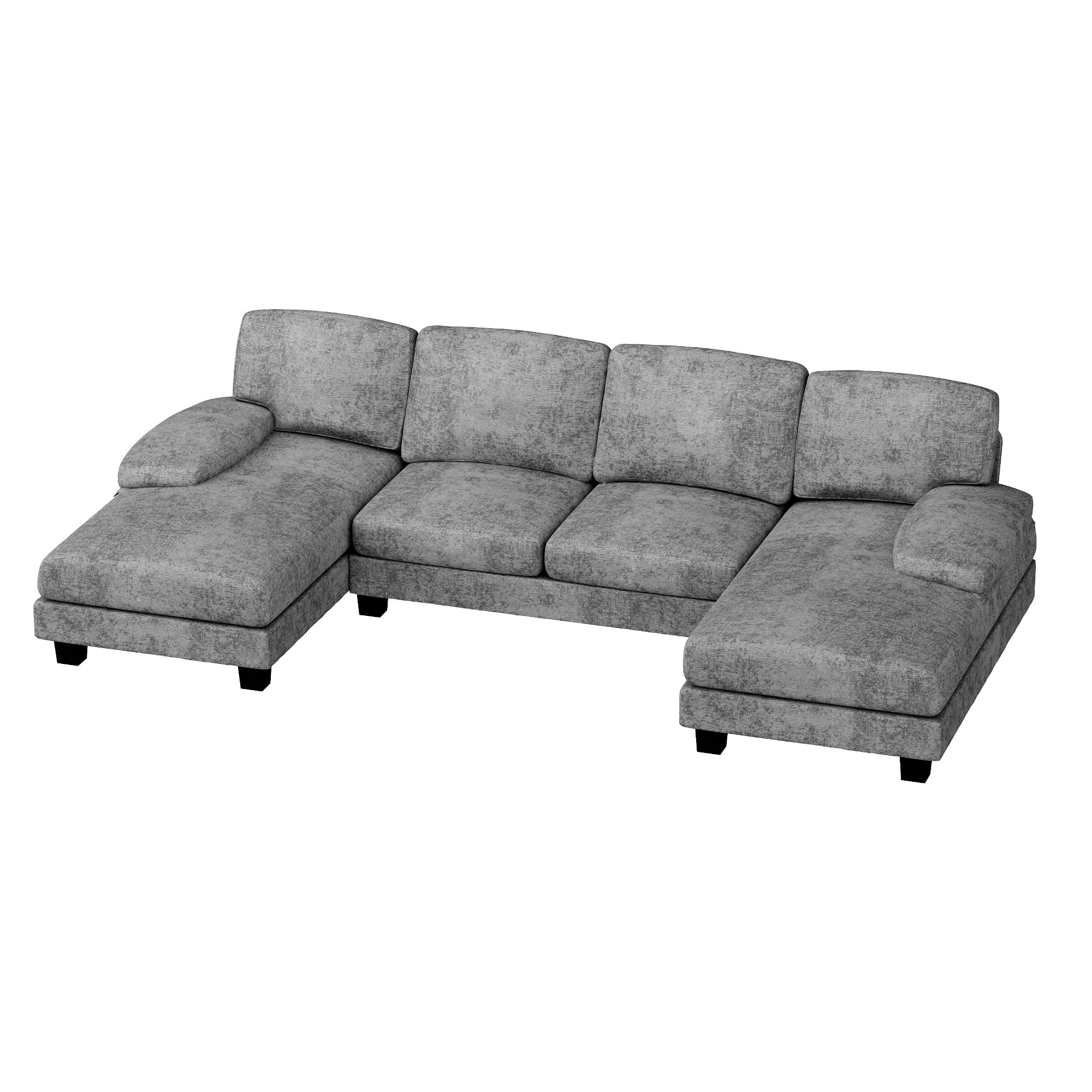 Furmax Chenille U Shaped Sectional Sofa, Gray