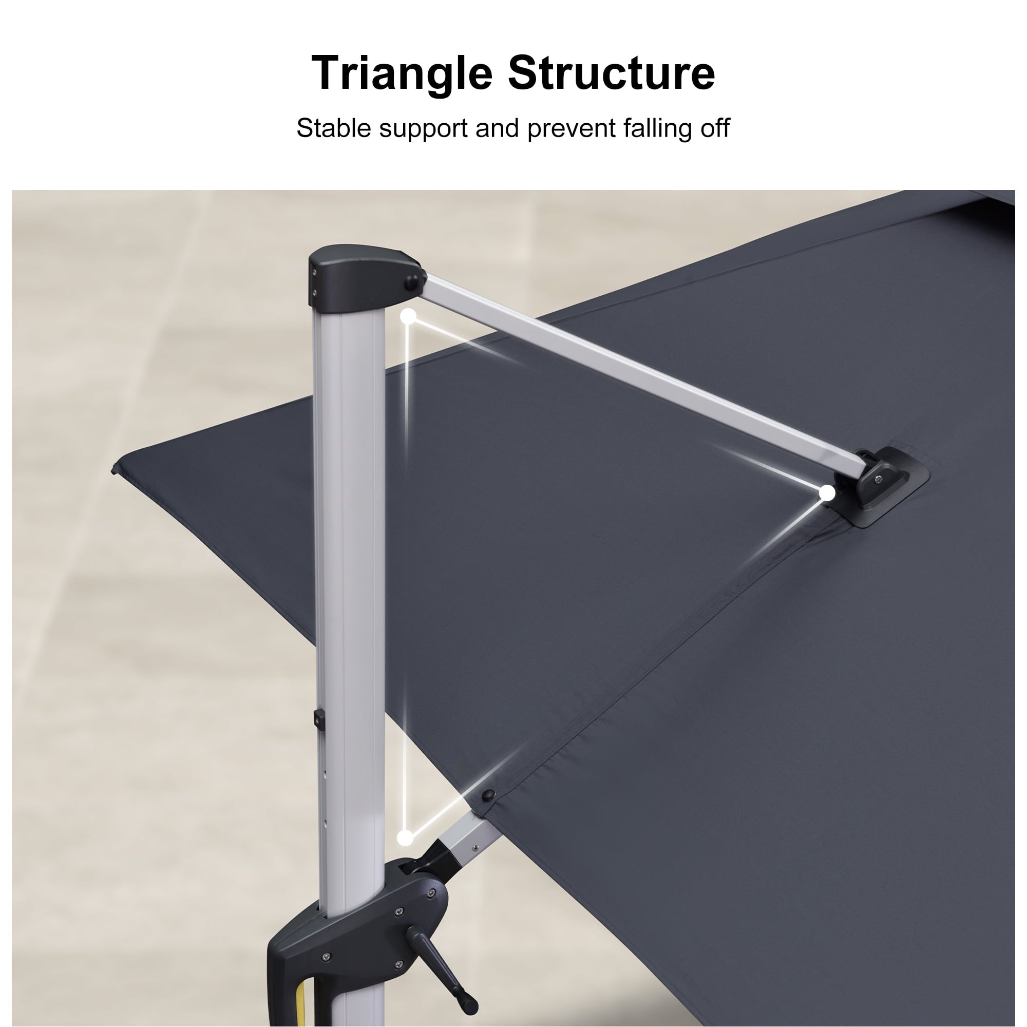 PURPLE LEAF 10 x 13FT Deluxe Rectangular Patio Umbrella, Large Offset Cantilever Umbrella with 360° Rotation, Gray