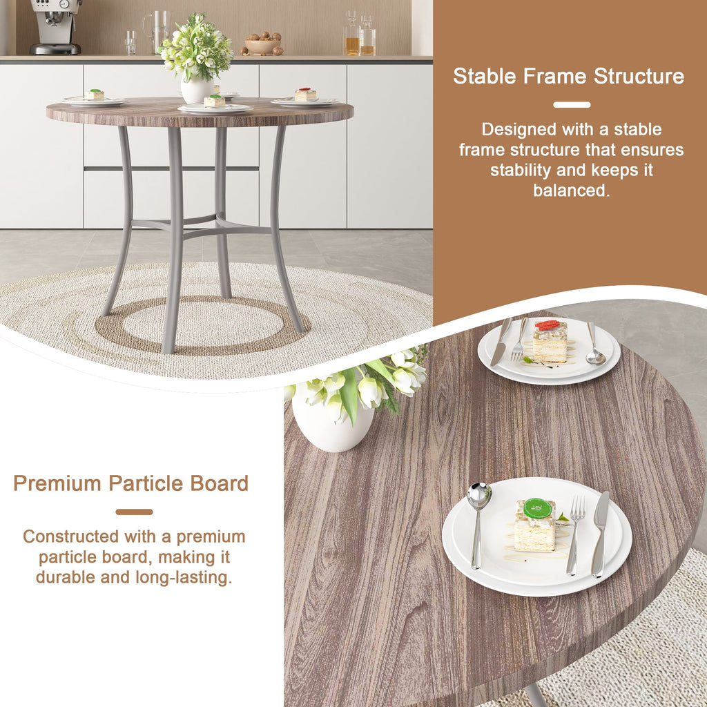 VECELO 5-Piece Dining Table Set, Modern Faux Marble Table and 4 Upholstered Chairs Set for 4, Round Dining Room Table Set for Small Space, Breakfast Nook, Apartment, Black