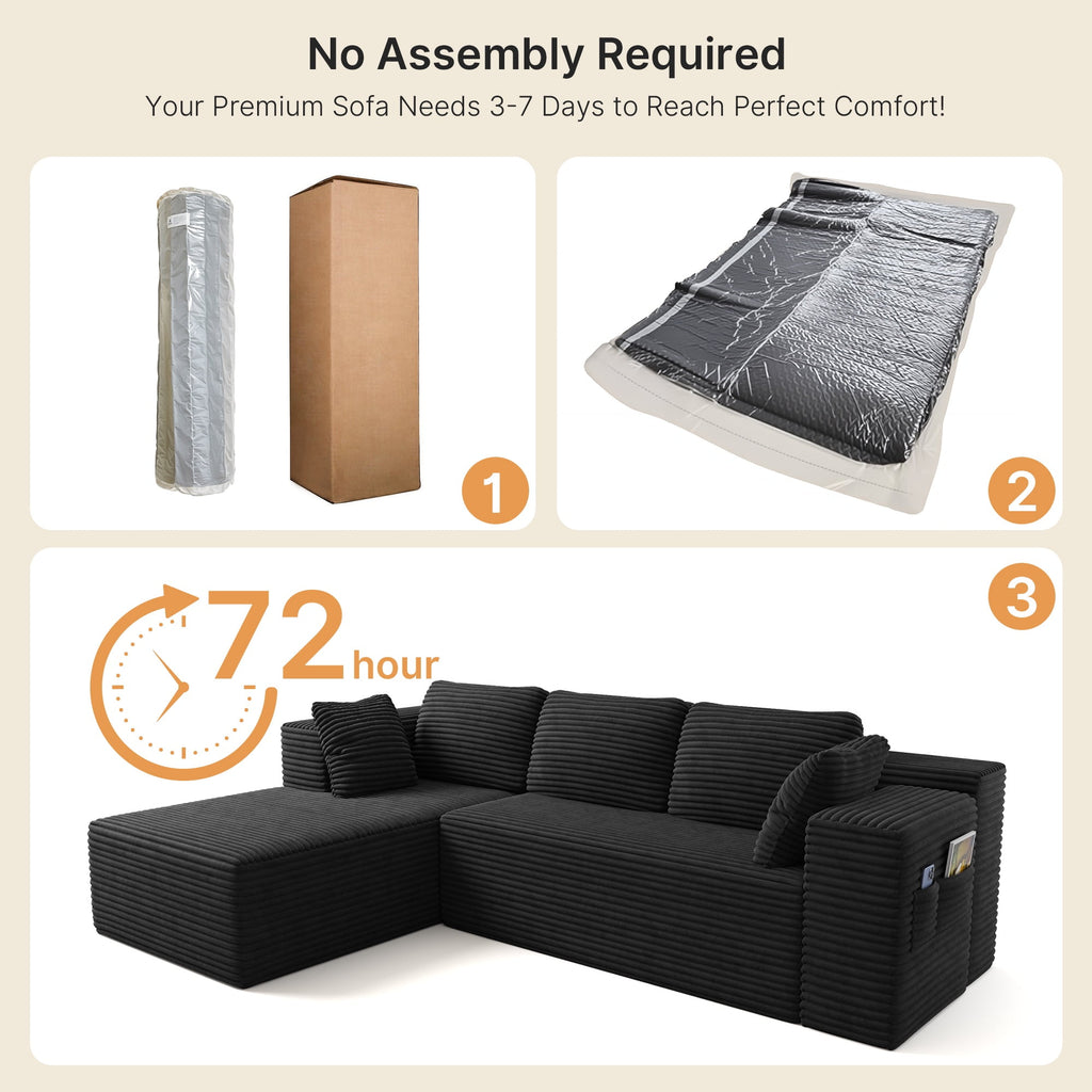 Sofa, L-Shaped Sofa Couch with Deep Seat and Movable Footrest Sofa for Office|Living Room, Gray