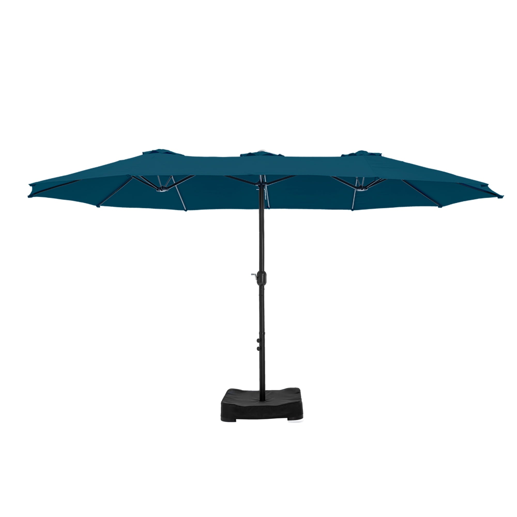 SUMMIT LIVING 15 ft Large Patio Umbrella with Base (Included) Double-Sided Rectangular Outdoor Deck Umbrella for Outside - Beige