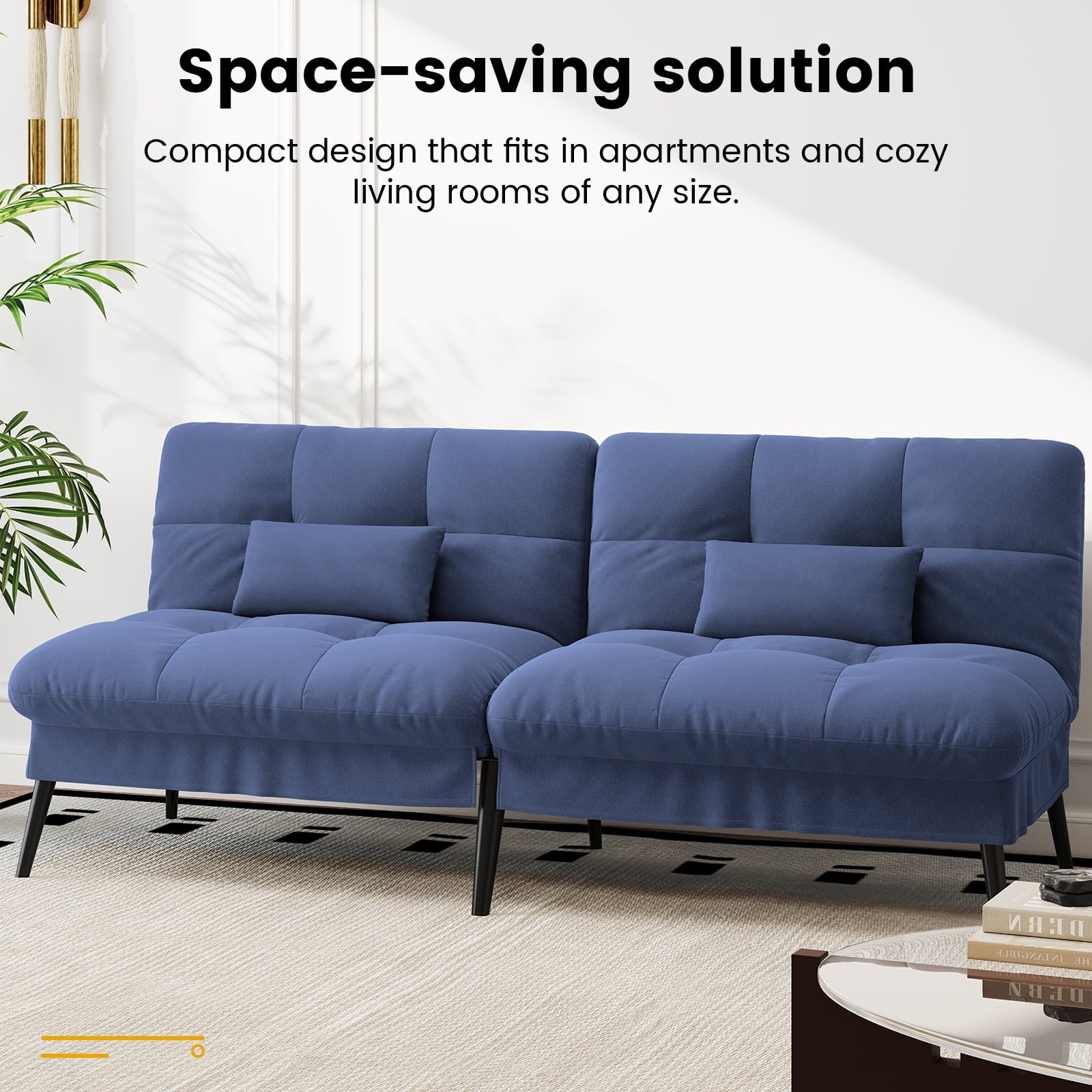 CloudRest Pro 72 Modern Convertible Futon Sofa Bed, Upholstered Futon Couch with 5 Adjustable Backrest Angles,Suitable for Apartment,Living Room,Black