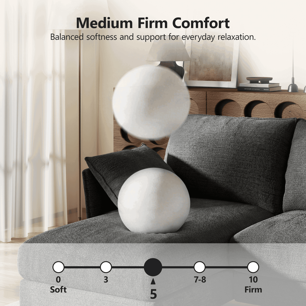 BedLuxury 100 U-Shape Sectional Sofa with Chaise, Chenille Modern Couch with High Legs for Living Room, Apartment, Gray