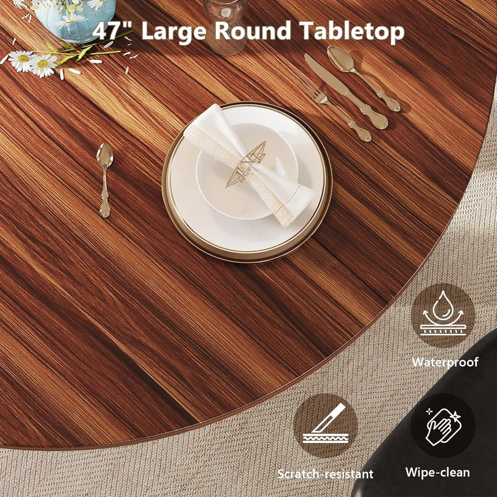 Laisnet 47 Round Dining Table for 4-6, Kitchen Table with Rounded Base for Dining Room Living Room, Black