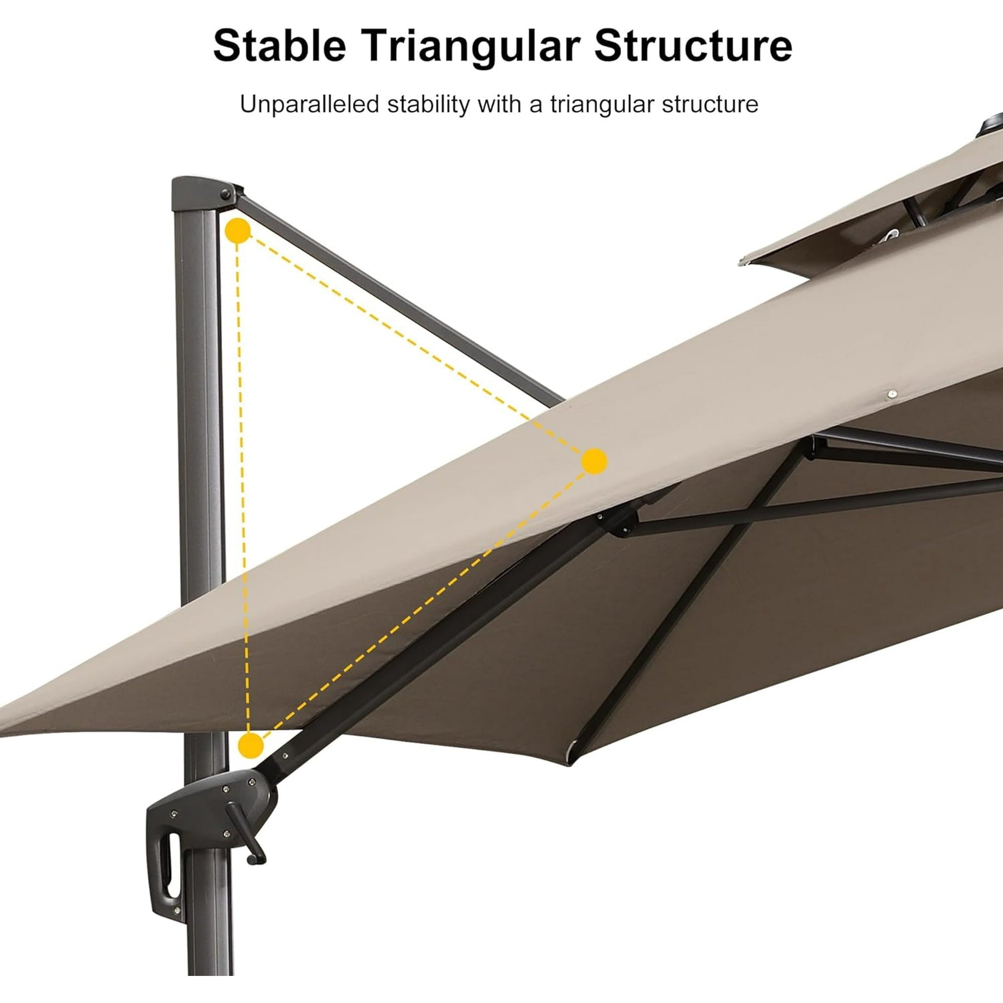 PURPLE LEAF Cantilever Umbrellas 12FT Square Large Patio Umbrella Offset Umbrella with 360°Rotation Tilting And Hanging Double Top, Grey