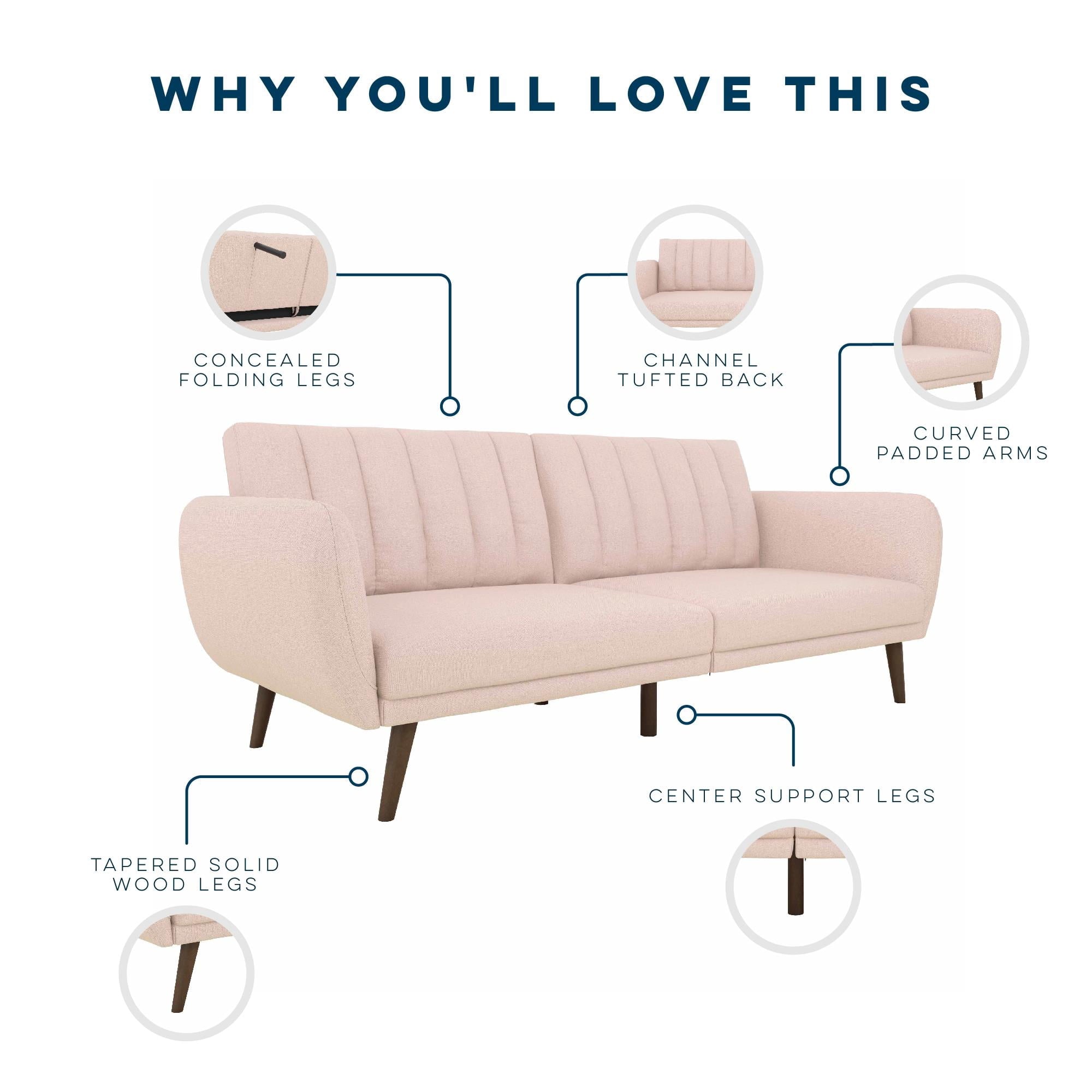 Novogratz Brittany Futon, Blue Linen