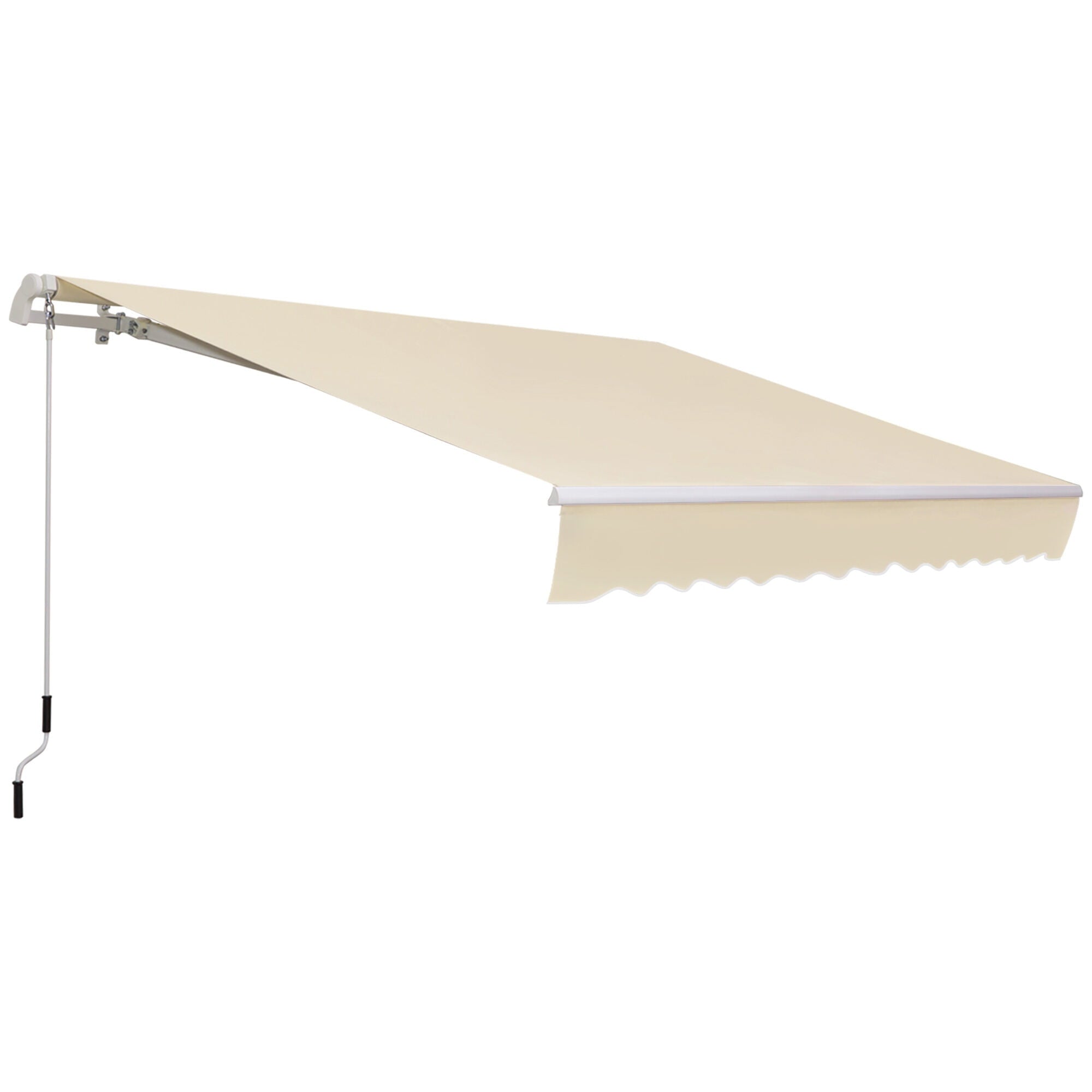 Patio Umbrellas Outsunny 12' x 8' Retractable Awning Patio Awnings Sun Shade Shelter with Manual Crank Handle, 280g/m² UV & Water-Resistant Fabric and Aluminum Frame for Deck, Balcony, Yard, Cream Wh