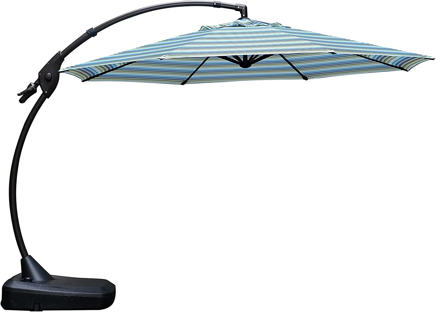 GRANDPATIO 12 ft Deluxe Aluminium Patio Umbrella with Base, Large Offset Outdoor Umbrella, Navy Blue