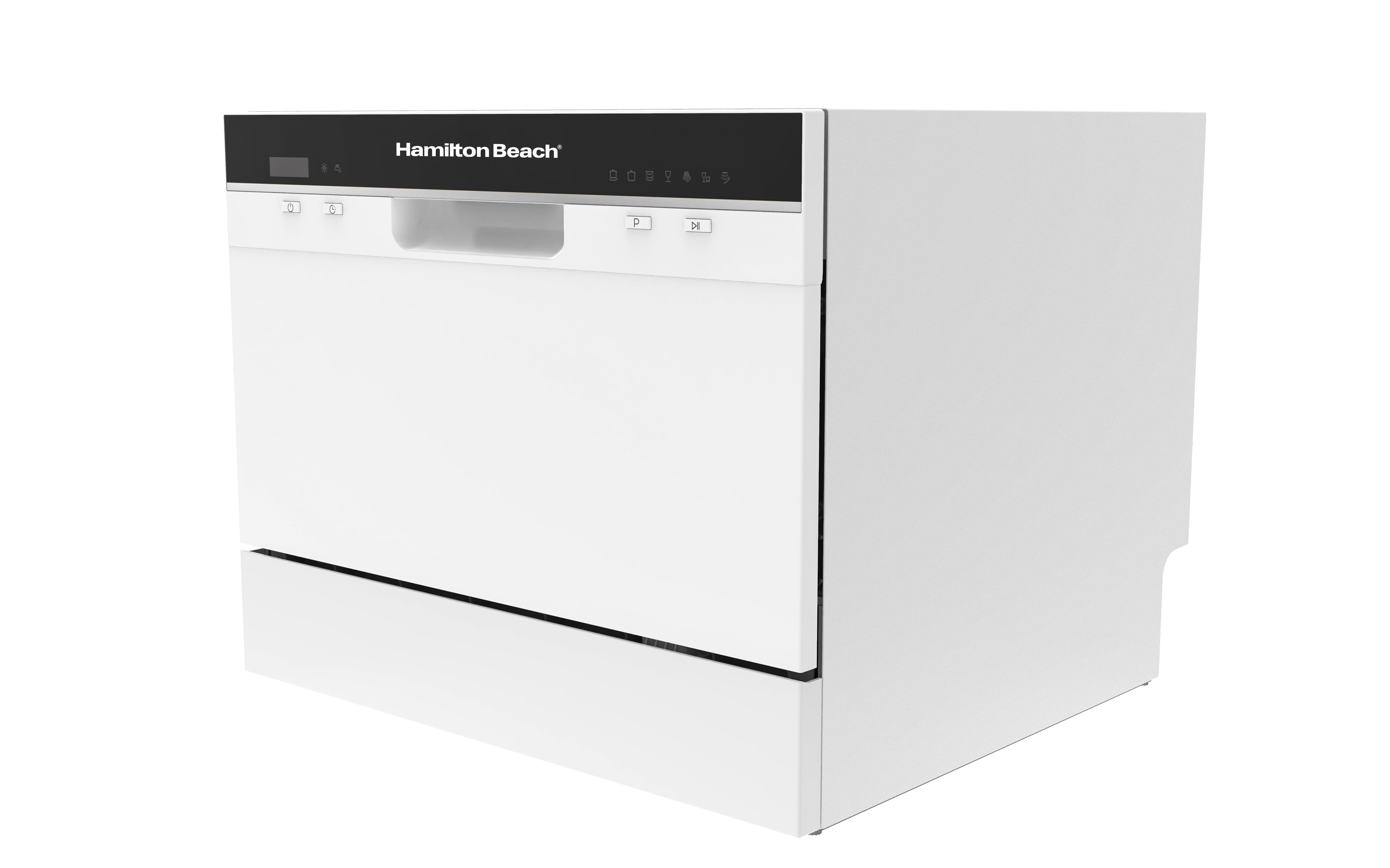 Hamilton Beach 6 Place Setting Countertop Dishwasher, Compact Portable Dishwasher for Kitchen, Apartment, RV, Dorm, White