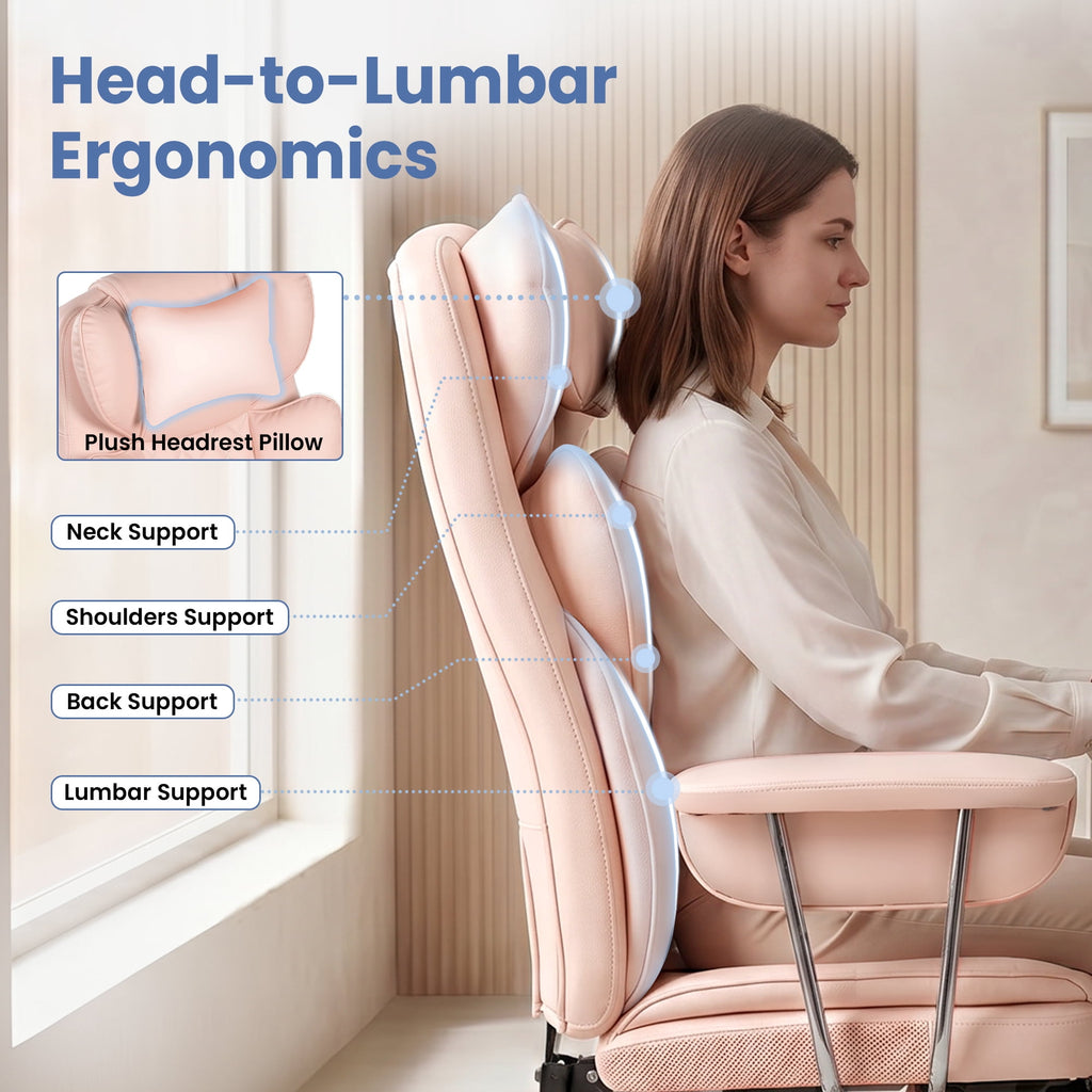 CELTOSS Executive Office Chair 400LBS, High Back Computer Chair with Arms and Footrest, Ergonomic Desk Chair with Lumbar Support, 90–135° Reclining Office Chairs for Home Work, Fabric Blue