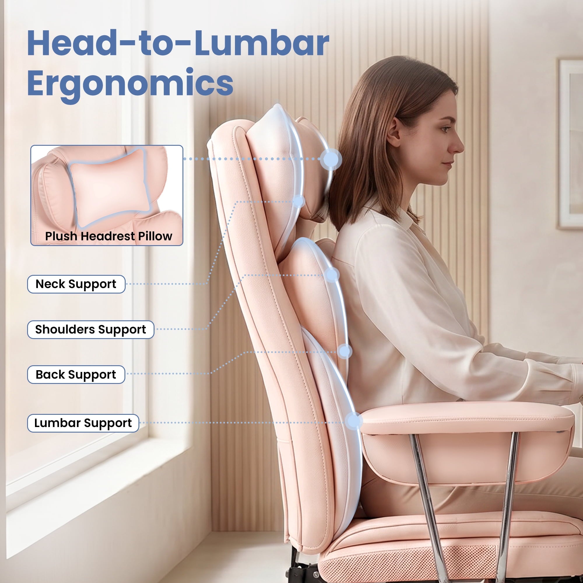 CELTOSS Executive Office Chair 400LBS, High Back Computer Chair with Arms and Footrest, Ergonomic Desk Chair with Lumbar Support, 90–135° Reclining Office Chairs for Home Work, Fabric Blue