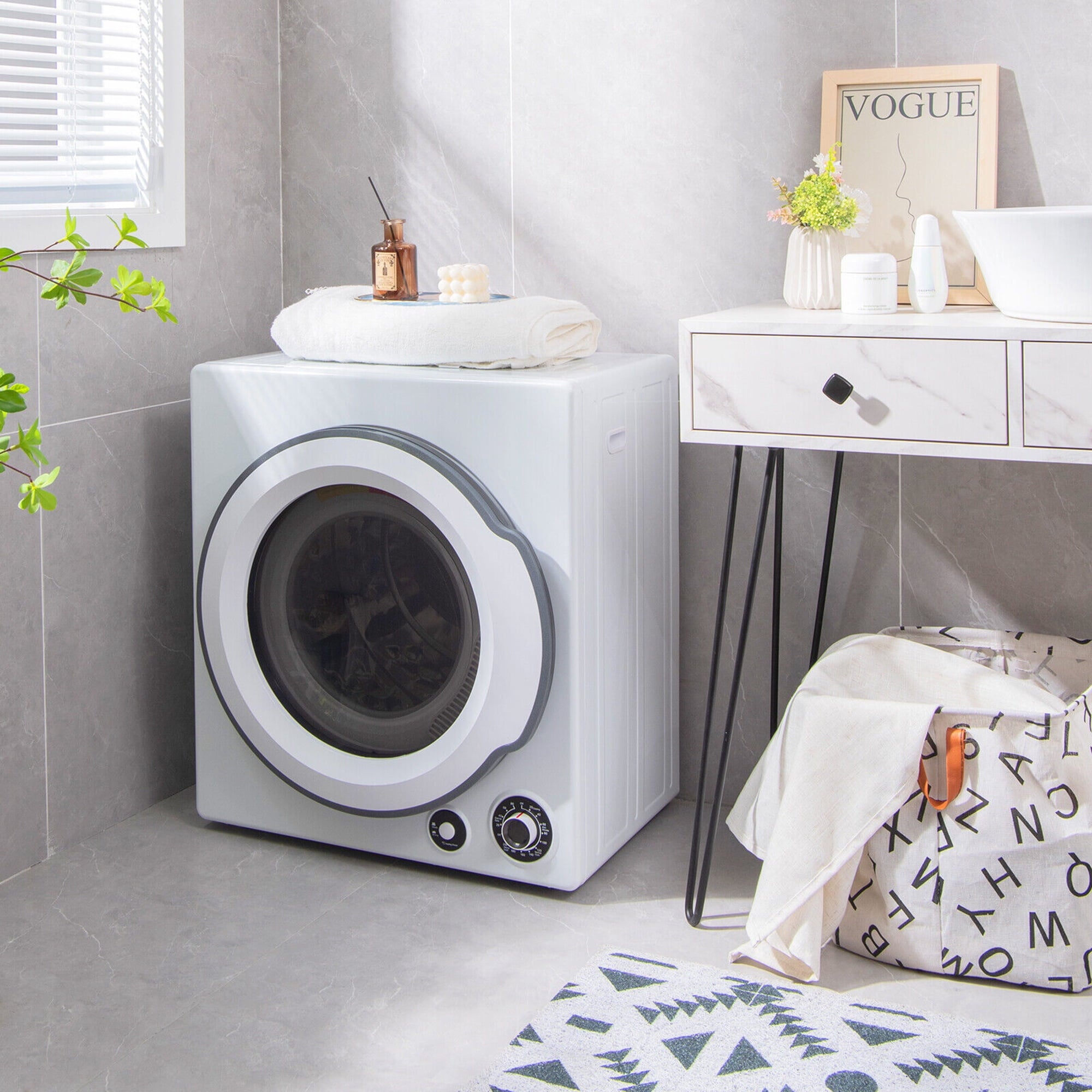 Gymax 13.2 lbs Electric Tumble Compact Laundry Dryer Stainless Steel Tub 1350 W