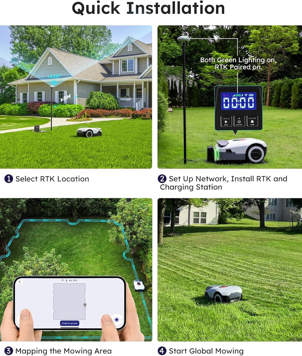 ANTHBOT Genie3000 Cordless Robotic Lawn Mower,Max 0.91 Acre,4G APP Contral,RTK and 4-Camera Vision Obstacle Avoidance