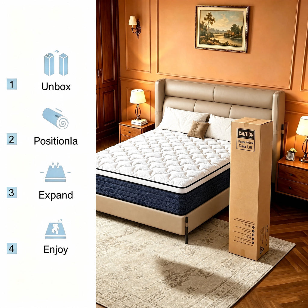 Lodeija 12 inch Queen Euro Top Hybrid Mattress,Pocket Spring,Breathable Knitted Fabric Pressure Relief,CertiPUR-US Certified,White