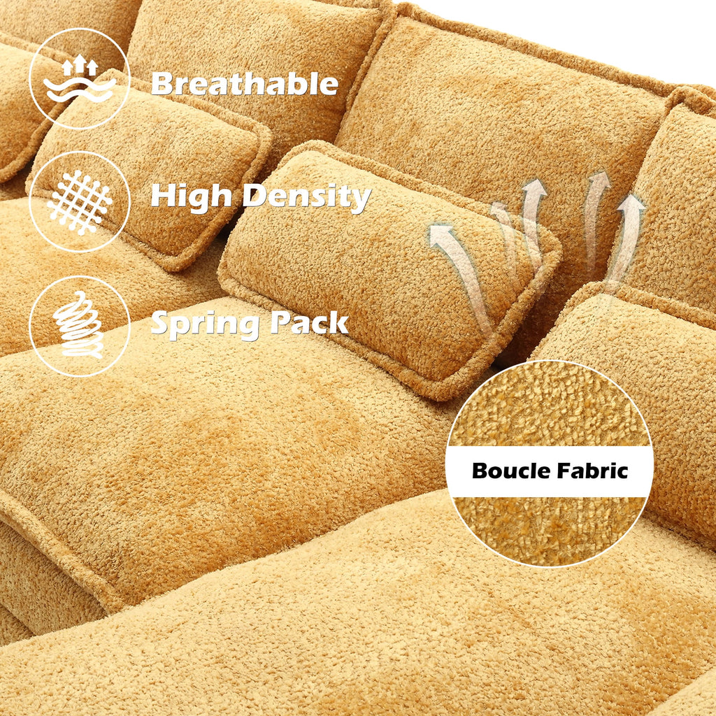 JONPONY109.45 U Shaped Couch,Oversized 4 Seat Sectional with 4 Waist Pillows, Convertible Upholstery Symmetrical Sofá,Sleeper Sofa Couch with Double Chaise Lounge &Memory Foam for Living Room, Beige