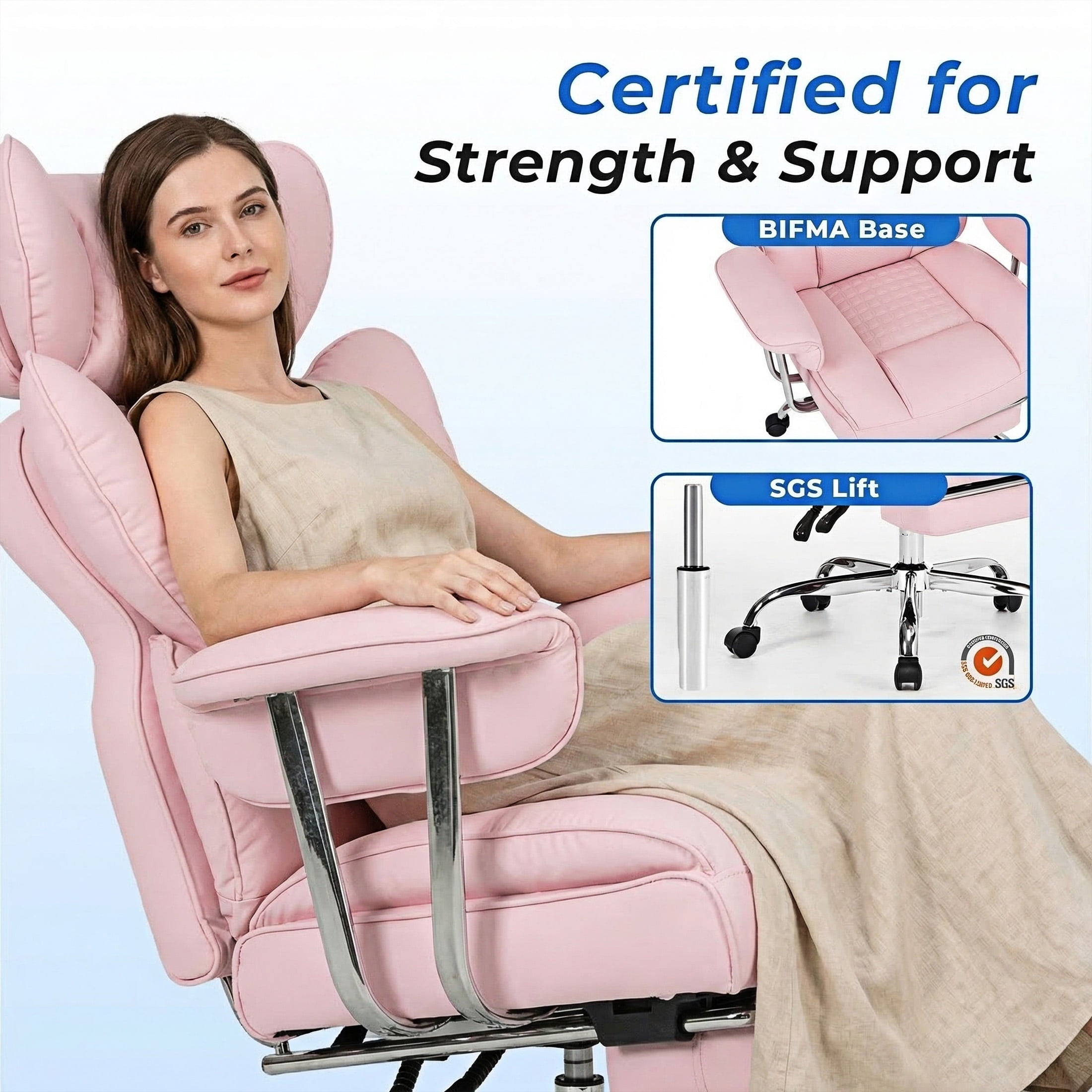 edx Executive Home Office Desk Chair, Ergonomic Big Tall High Back with Footrest & Lumbar Support, Reclining Comfy PU Leather Computer Gaming Chair with Swivel Wheels, Height Adjustable, Black