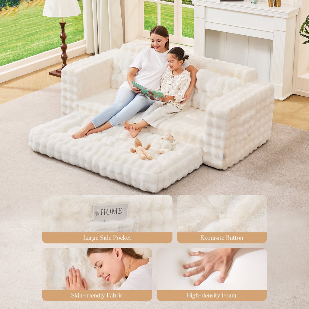 Hobestluk 3-Seater Sofa Boneless Couch with Tufted Button Design 2 in 1 Comfy Cloud Couch Oversized Sofa for Living Room Bedroom Apartment or Office (Grey, 3 Seater)