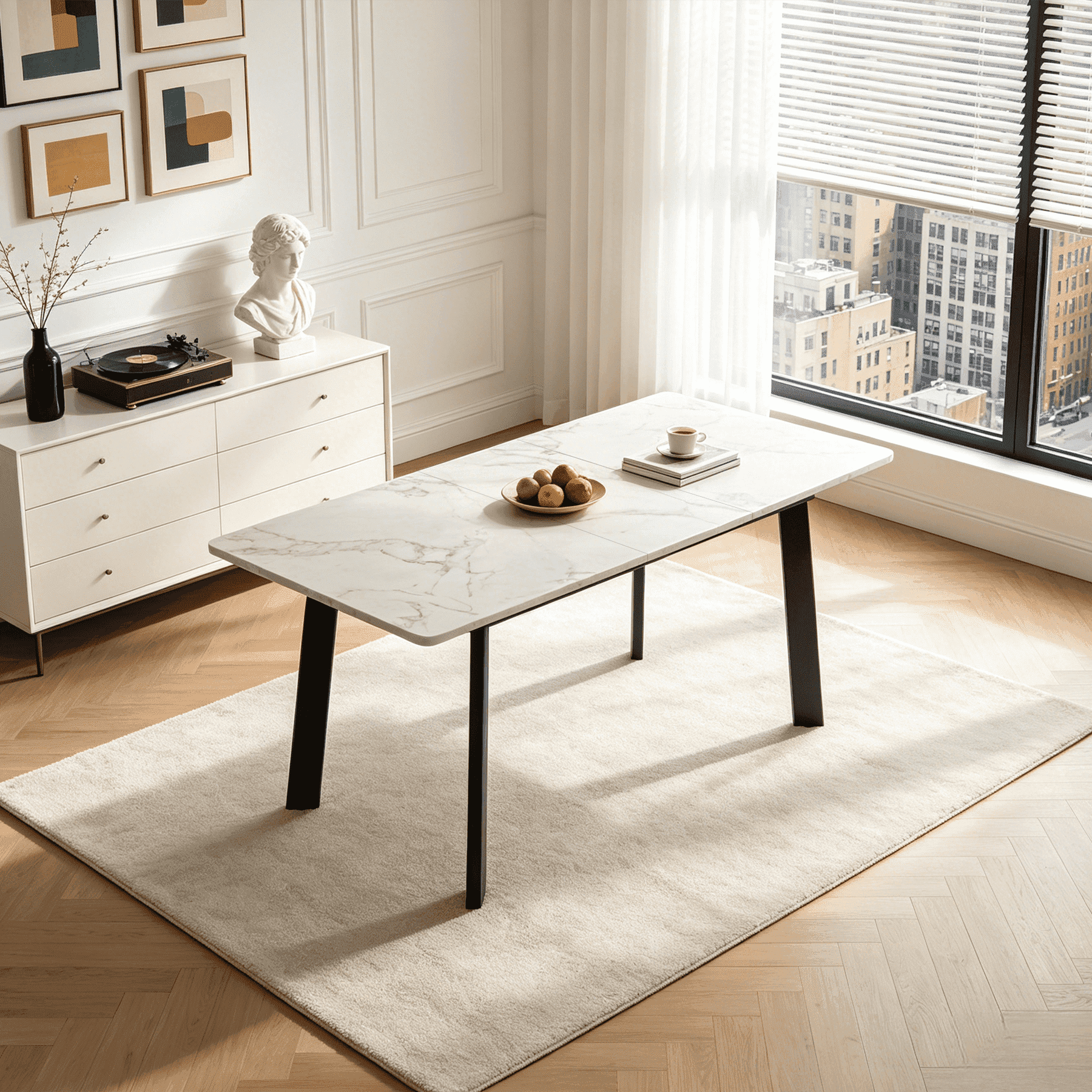 63.2-78.2 Extendable Dining Room Table,Modern MDF Dining Table Set for 4-8,Space Saving Dining Room Table Compact for Living Room, Apartment