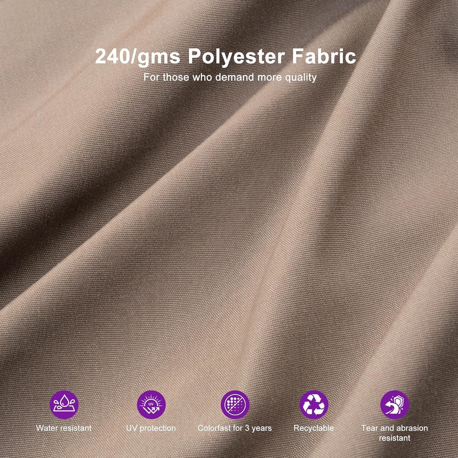 PURPLE LEAF Cantilever Umbrellas 12FT Square Large Patio Umbrella Offset Umbrella with 360°Rotation Tilting And Hanging Double Top, Grey