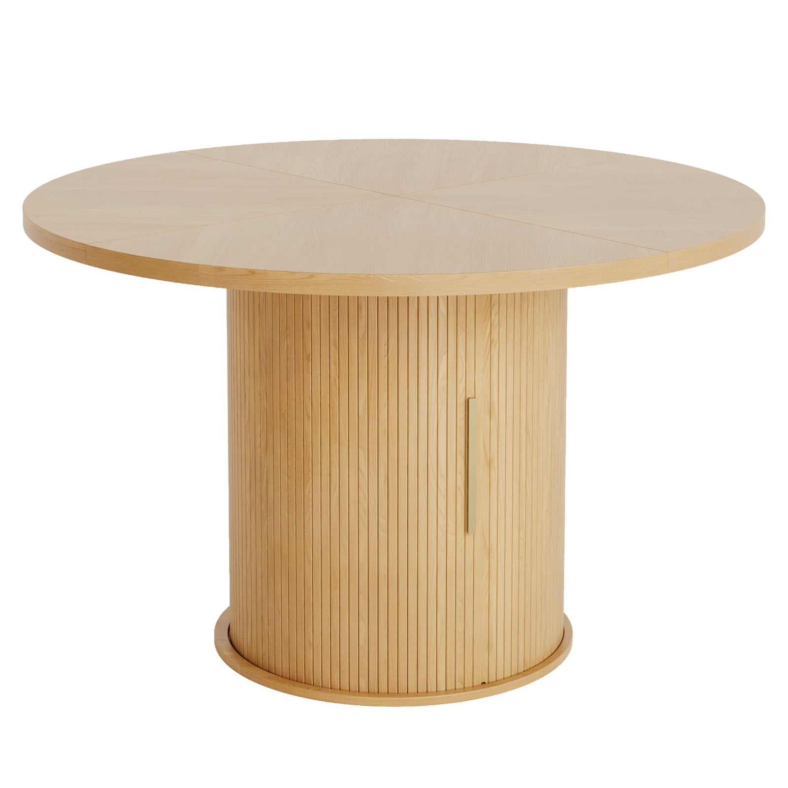 Ktaxon Mid-Century Round Dining Table for 4, 47 Modern Dining Room Table with 2-Tier Storage for Kitchen, Dining Room, Home, Oak