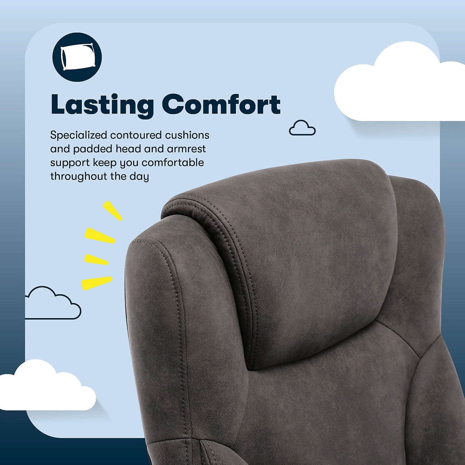 Serta Comfort Eco Office Ergonomic Computer Chair Lumber Support Black