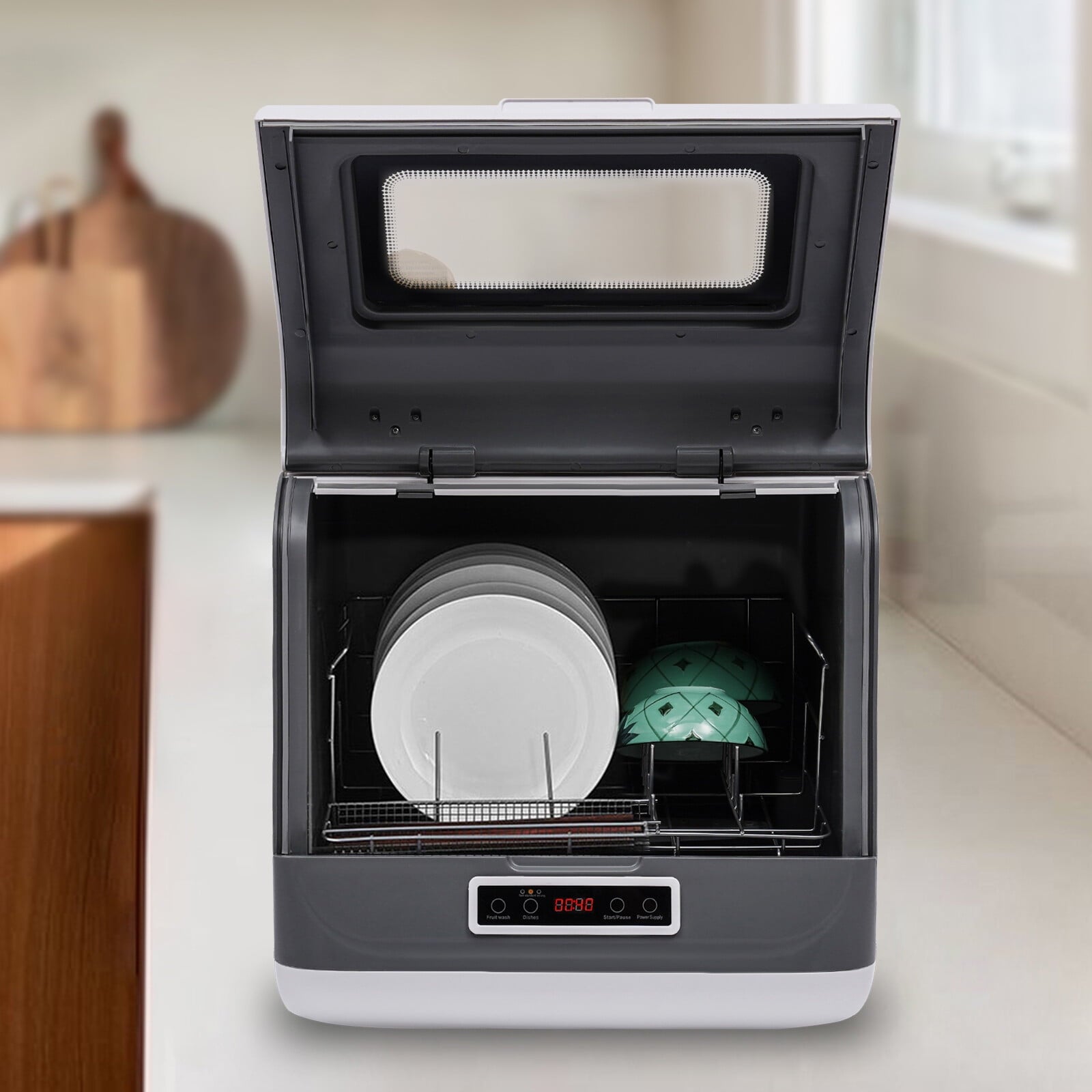 1 PCS Stainless Steel Countertop Dishwasher, Portable Countertop Dishwasher, Mini Dishwasher, Voltage: 110V, Rated Power: 800W, Frequency: 60Hz, Maximum Water Consumption: 8L/2.11Gal
