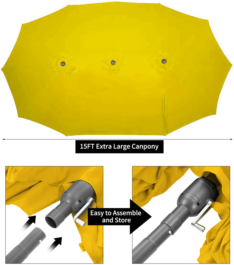 AECOJOY 10x10ft Outdoor Cantilever Patio Umbrella with Base, 360° Tilt & Rotate, Beige
