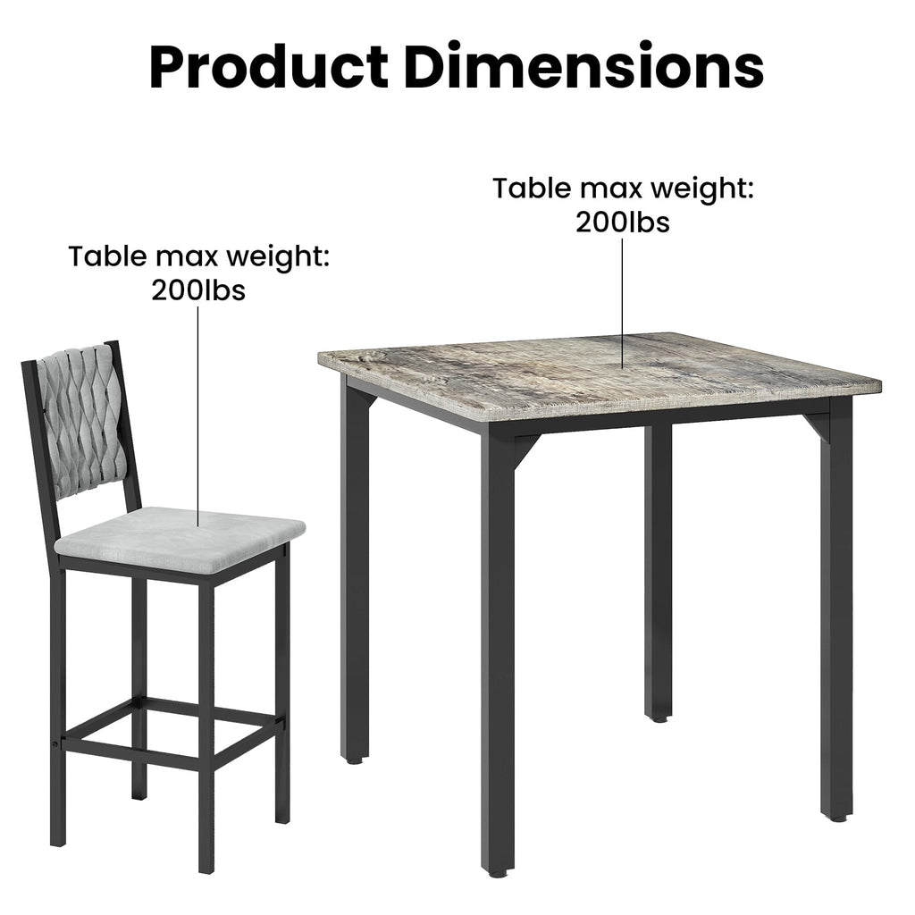 MIERES 5 Piece Dining Table Set High Top Dining Table Set for 4 Counter Height Small Kitchen Table With 4 Velvet Upholstered Chairs, Wood Small Dining Set for Bar Dining Room Breakfast
