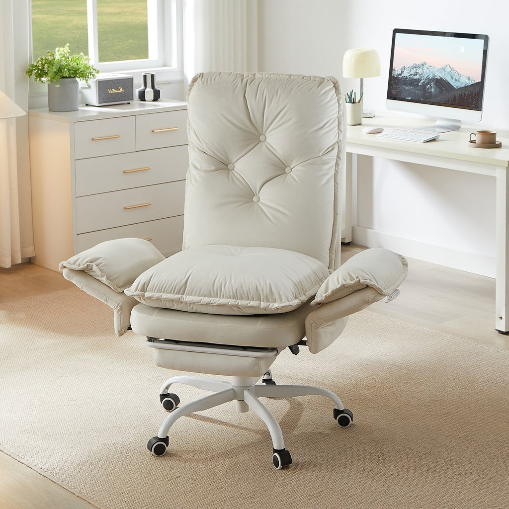 Bestier Big and Tall Executive Office Chair with Flip-up Arms for Adult, Wide Seat Ergonomic Computer Desk Chair,High Back Velvet Comfy Cross-Legged Office Chair with Footrest and Side Pockets, Black