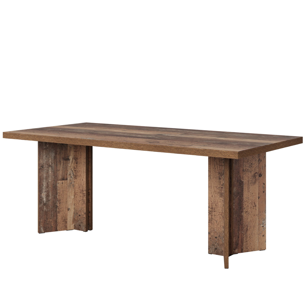 Fnova 63 Rectangular Modern Dining Table, Wooden Modern Kitchen Table for 6 People for Dining Room, Warm Brown (Chairs Not Included)