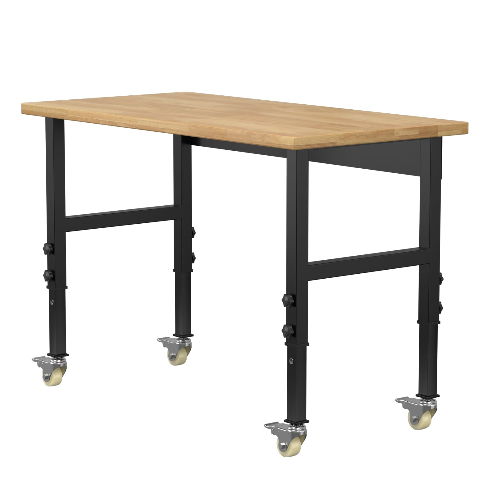 60 Adjustable Workbench,Heavy-Duty Work Table,3000 LBS Load Capacity Hardwood Workstation Outlets with Power strips and Wheels,for Workshop, Garage