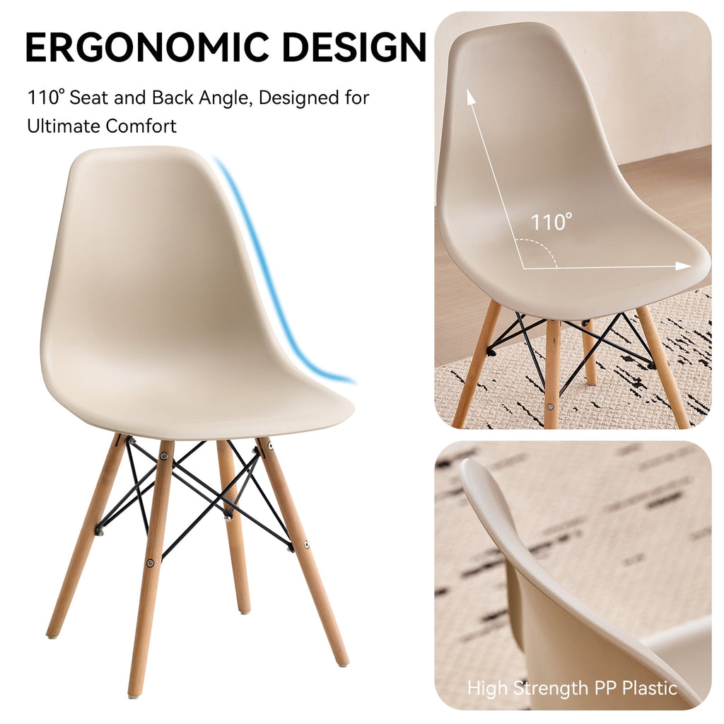 5-Piece 35.5'' Round Dining Table Set for 4, Kitchen Table Chair Set of 4, Mid-Century Modern Dinette Dining Room Table Set Dinner Table for 4 W/Solid Wood Legs, White